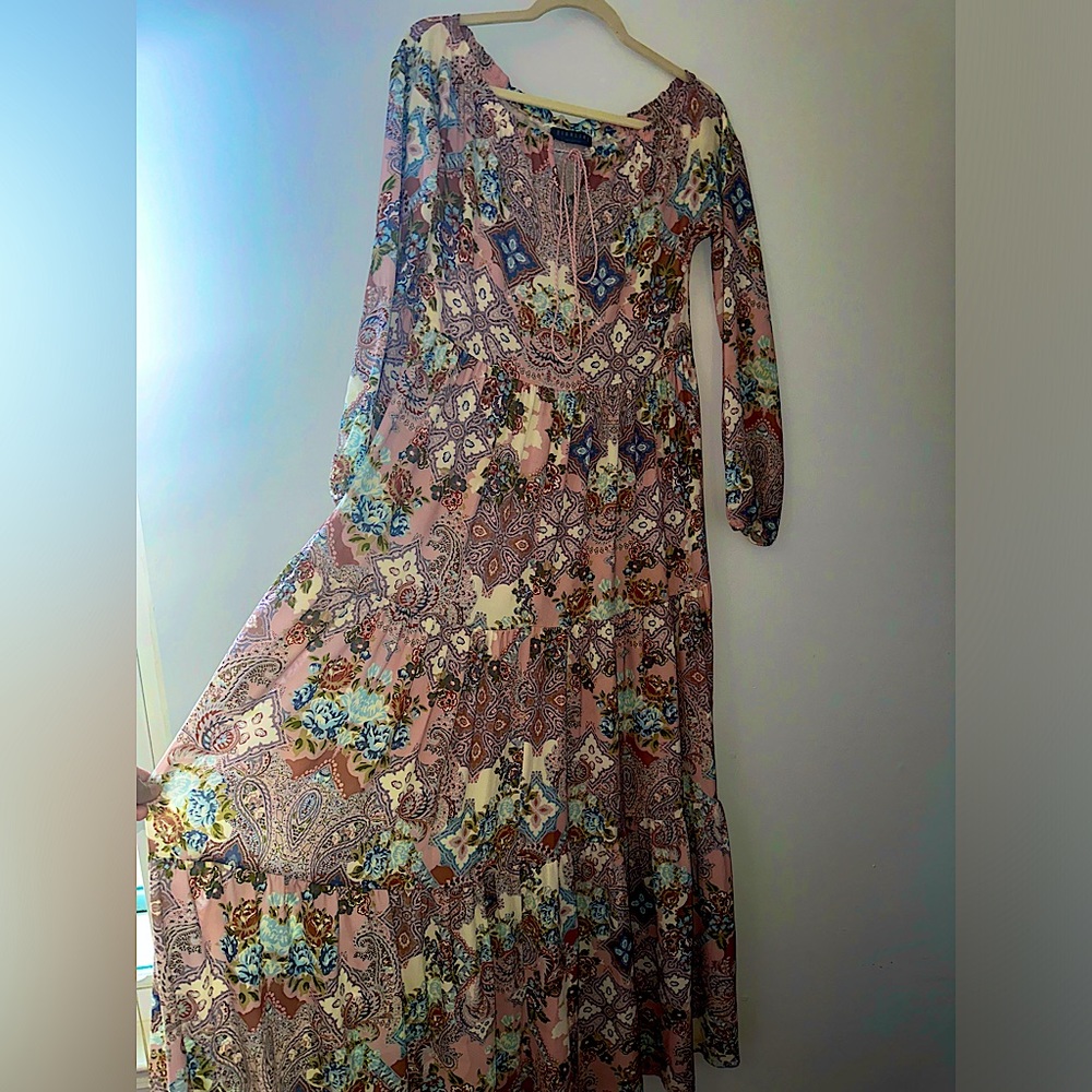 Pink Patterned Maxi Dress